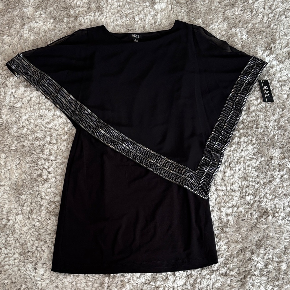 NWT SLNY Black dress with Silver Details